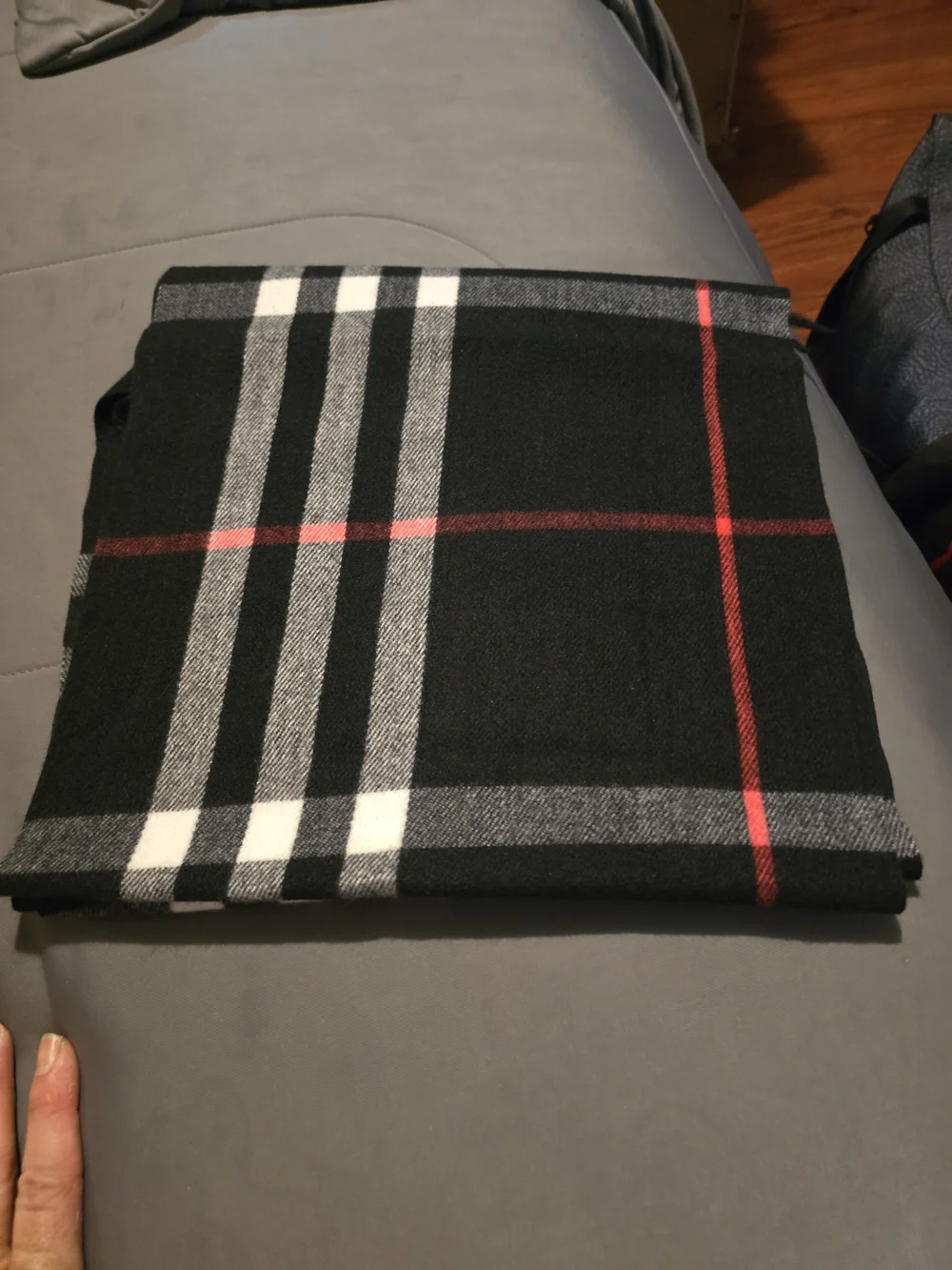 Burberry Black Check Wool Scarf